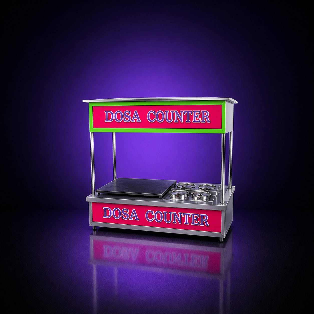 Stainless Steel Dosa Counter LPG 2 Burners